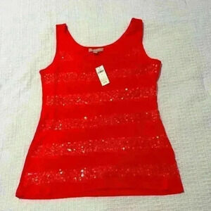 NWT Banana Republic‎ coral, sequin striped tank top Size Small